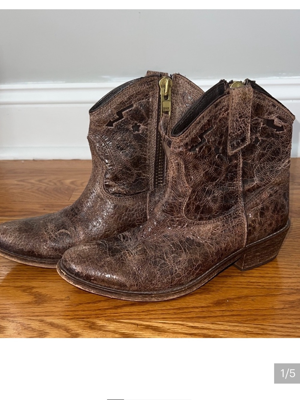 Steven by Steve Madden Distressed Cutout Western Short Boots 8